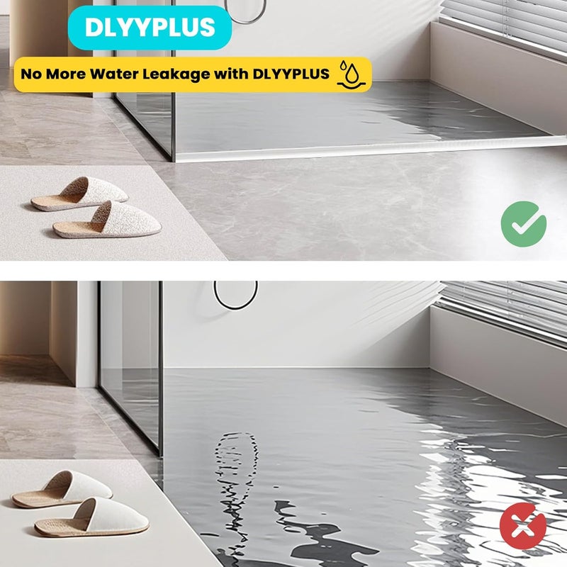 DLYYPLUS Store Shower Threshold Water Dam Barrier 39", Silicone Sealant Included, Collapsible Self-Adhesive Water Blocker, Shower Door Water Stopper for Floor Bathroom Kitchen Bathtub Sink - Image 4